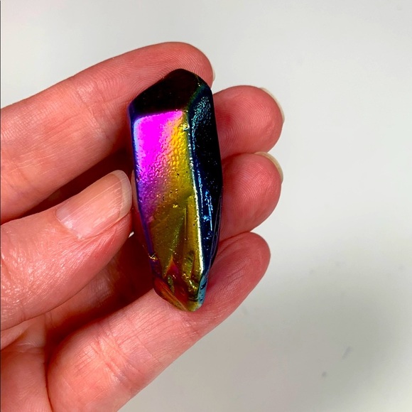 Electroplated Quartz Point – Stunning Crystal with Iridescent Metallic Coating - Picture 2 of 5